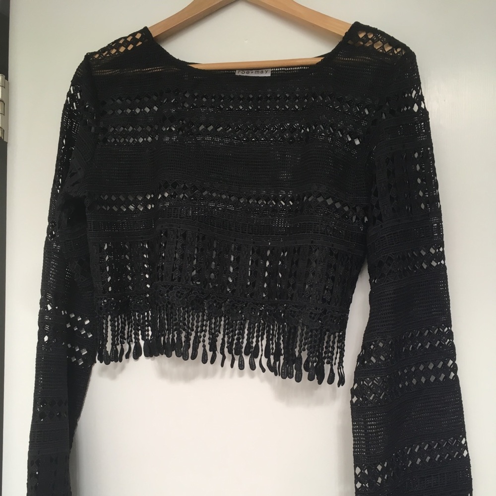 Roe + May Crochet Black Top